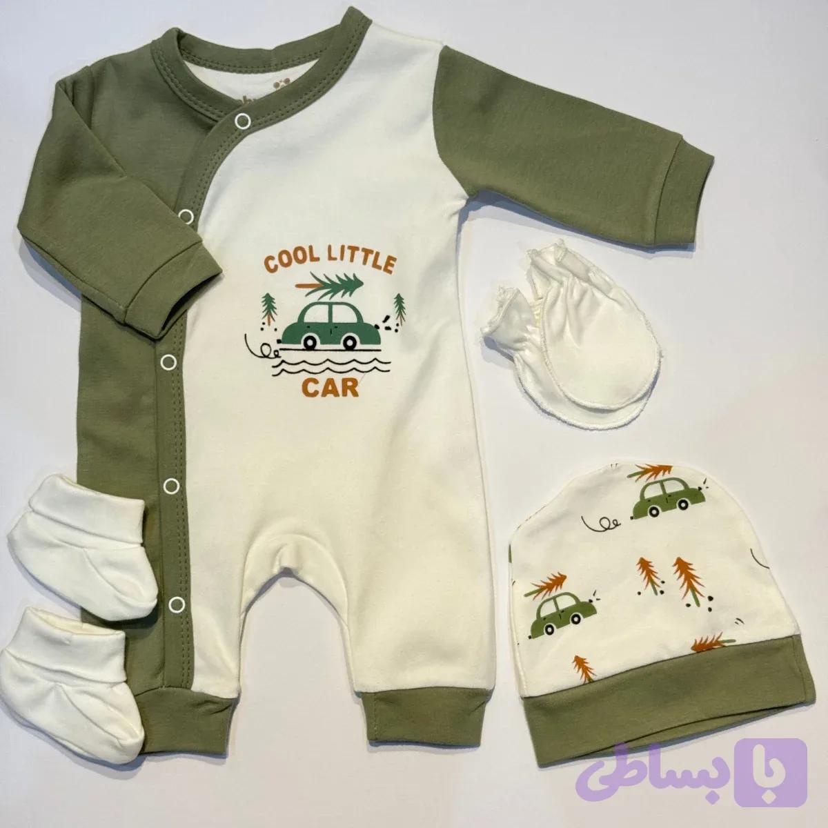 سرهمی ۴ تکه نوزاد Baby One طرح ماشین — تصویر 1