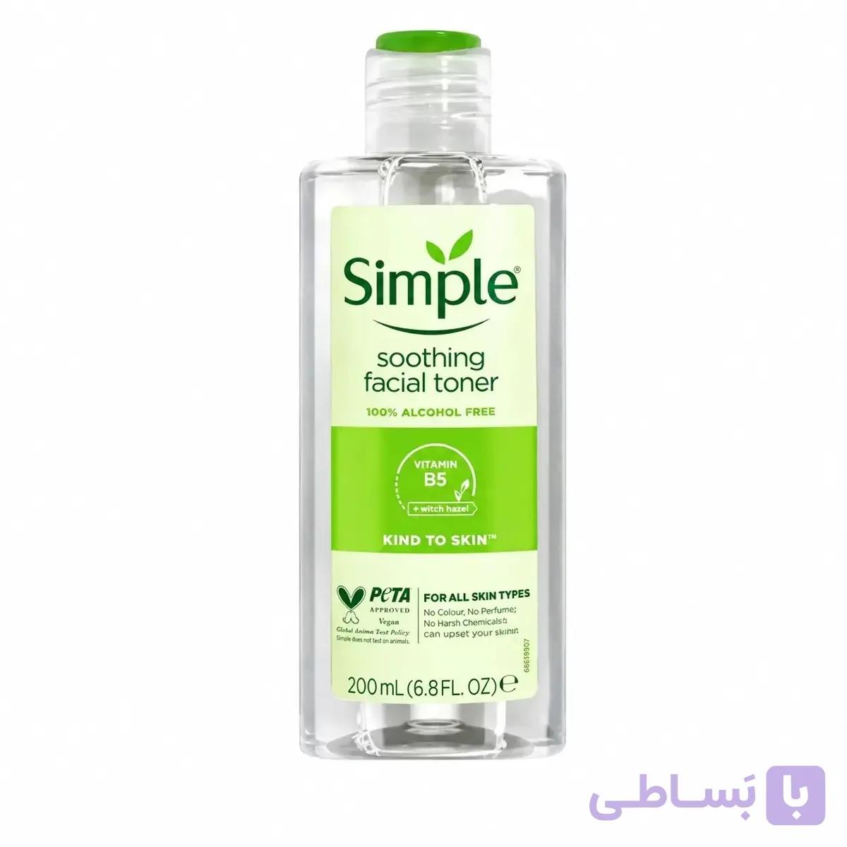 تونر تسکین دهنده صورت سیمپل مناسب انواع پوست – ۲۰۰ میلی لیتر