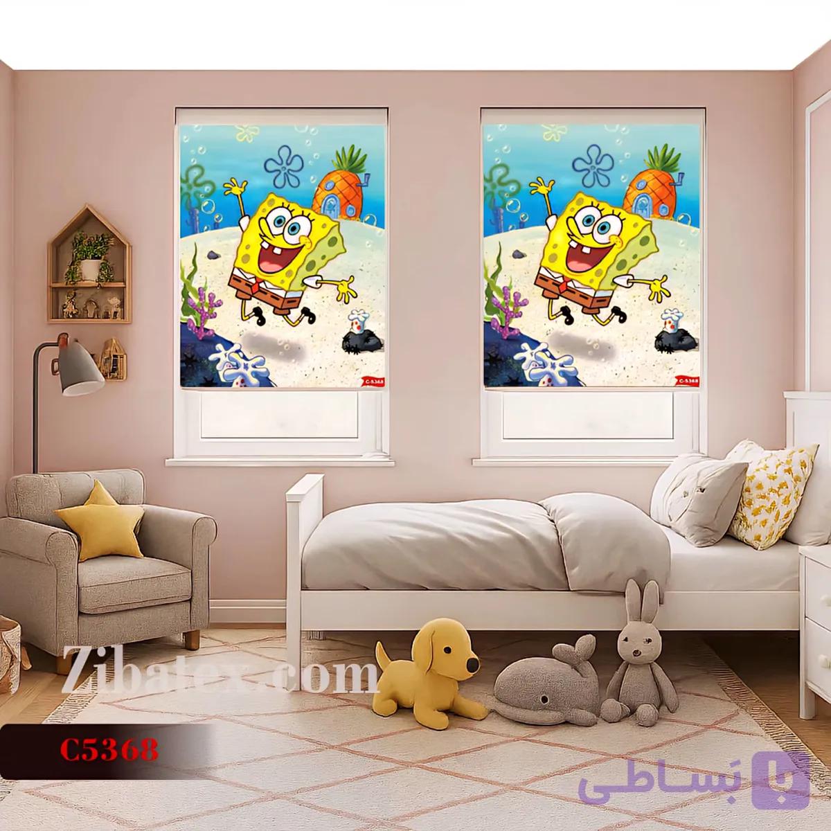 پرده شید چاپی طرح باب اسفنجی کد C 5368 — تصویر 1