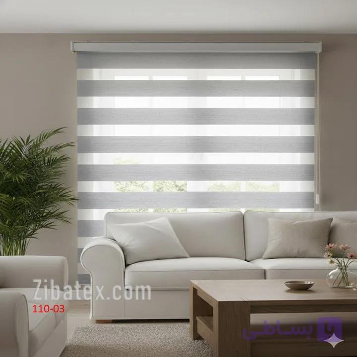 پرده زبرا طرح ساده طوسی کد 03_110 — تصویر 1