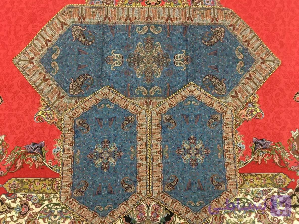 3 تیکه رومیزی ترمه ابریشم طرح کتیبه کد 1