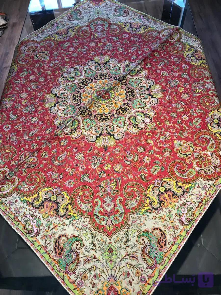 رومیزی ترمه ابریشم طرح پروانه کد 4 سایز 1*1