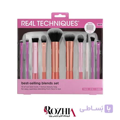 ست براش 10 تیکه ریل تکنیک مدل best selling blends به همراه کیف آرایشی اصل