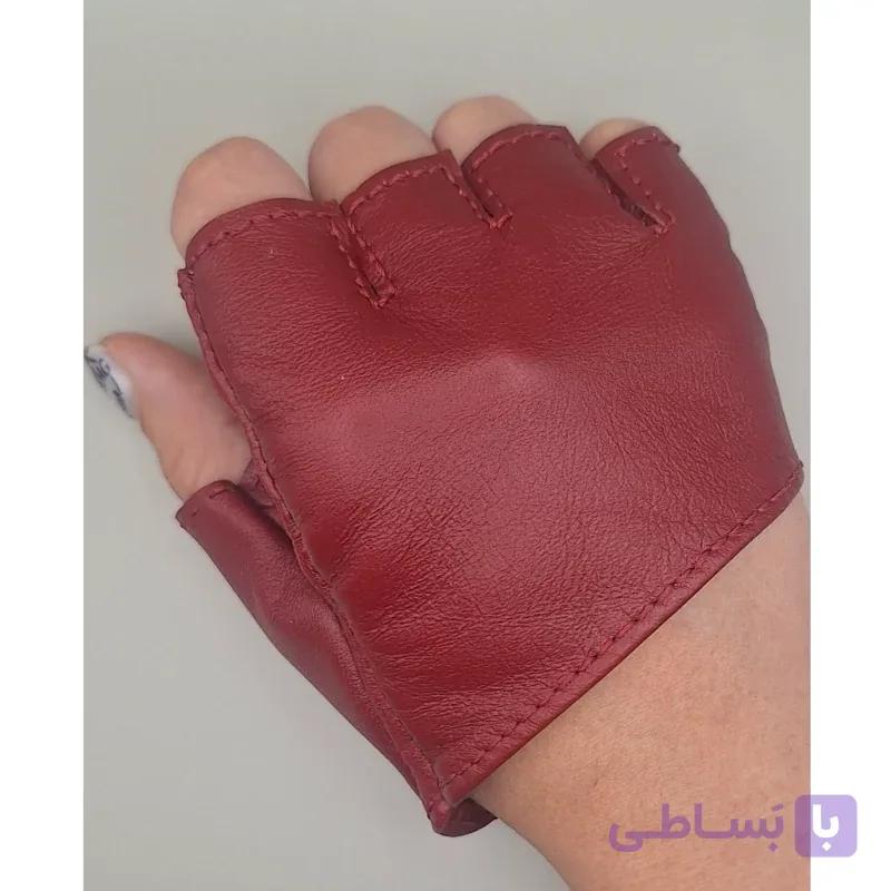 دستکش چرم طبیعی فانتزی نیم انگشتی سایز دست شما