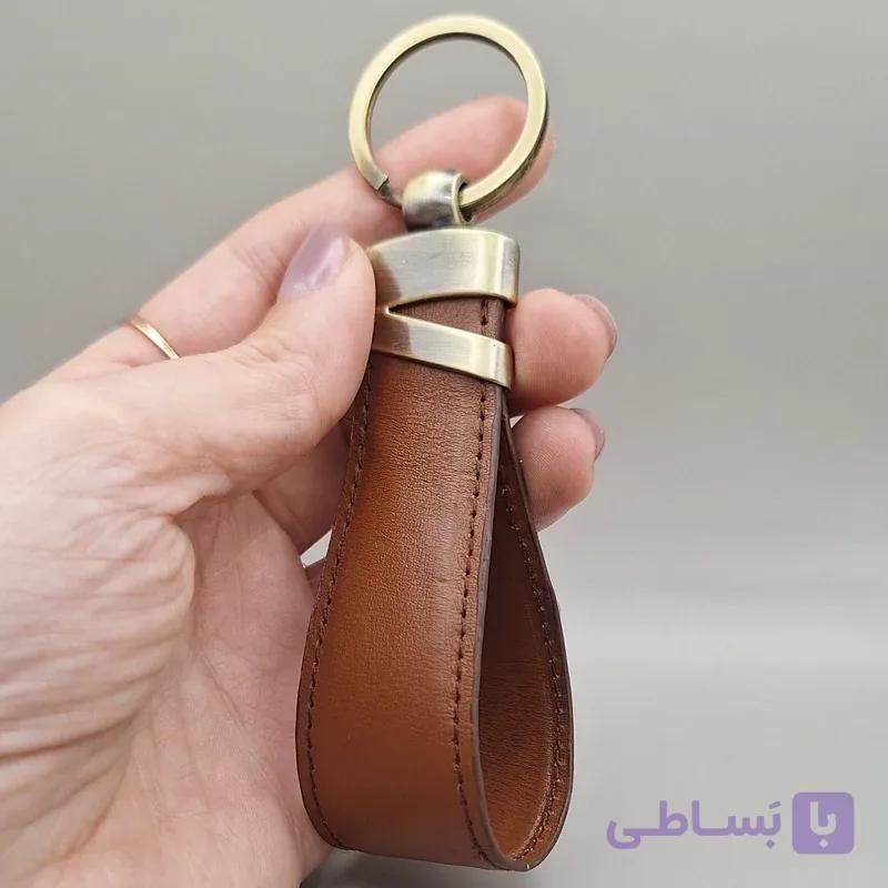 جاکلیدی چرم طبیعی گاو طرح لبخند
