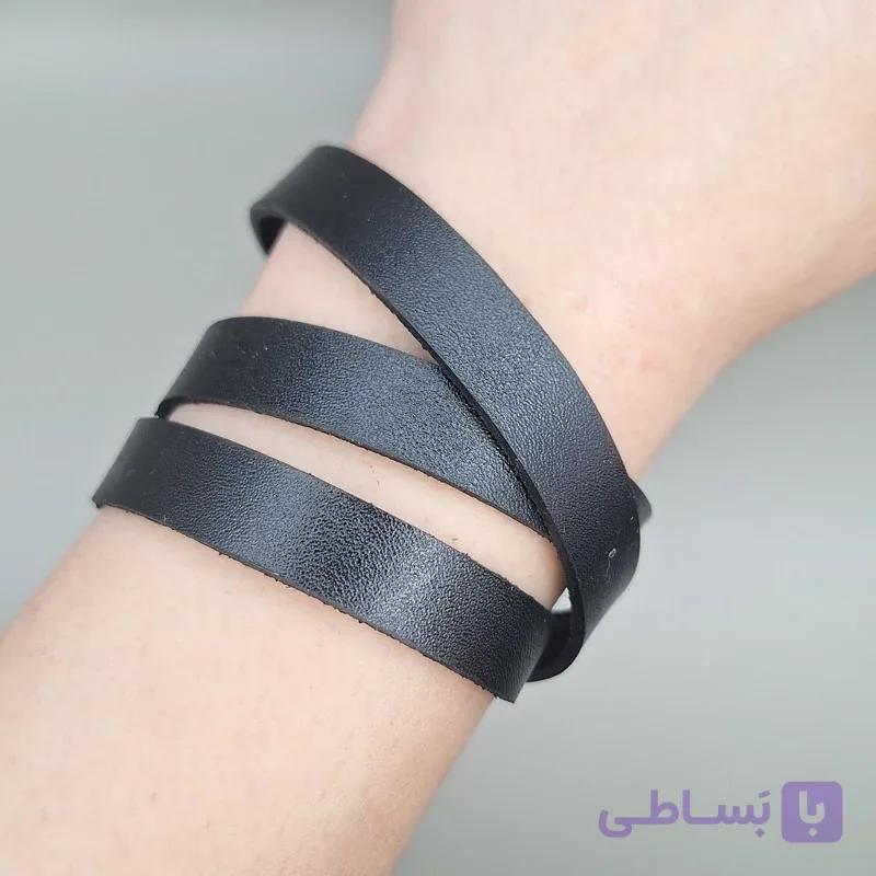 دستبند چرم طبیعی گاو با قفل رنگ ثابت