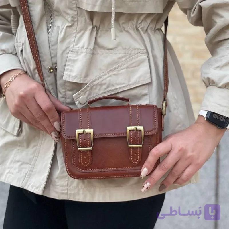 کیف دوشی چرم طبیعی دستدوز مدل مینی