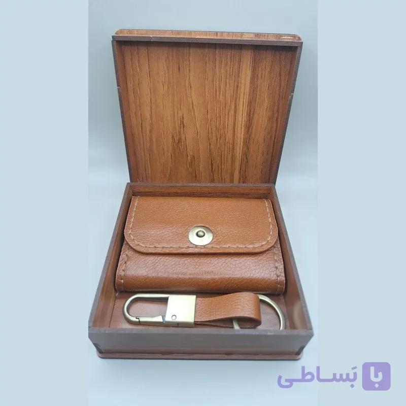 ست کادویی با جعبه چوبی جاکارتی آکاردئونی و جاکلیدی مدبردار