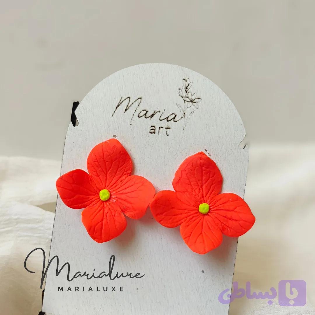 گوشواره دستساز پلیمری گل کاغذی