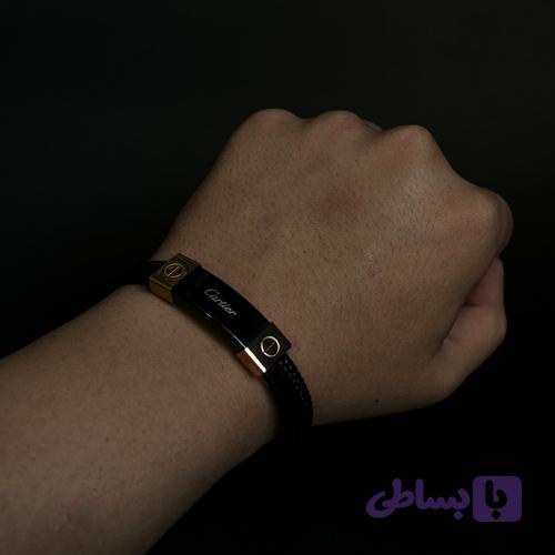 دستبند چرم پلاک کارتیر — تصویر 1