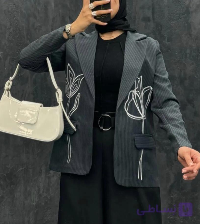 کت تک دیپلمات زنانه طرح گل کد 10025