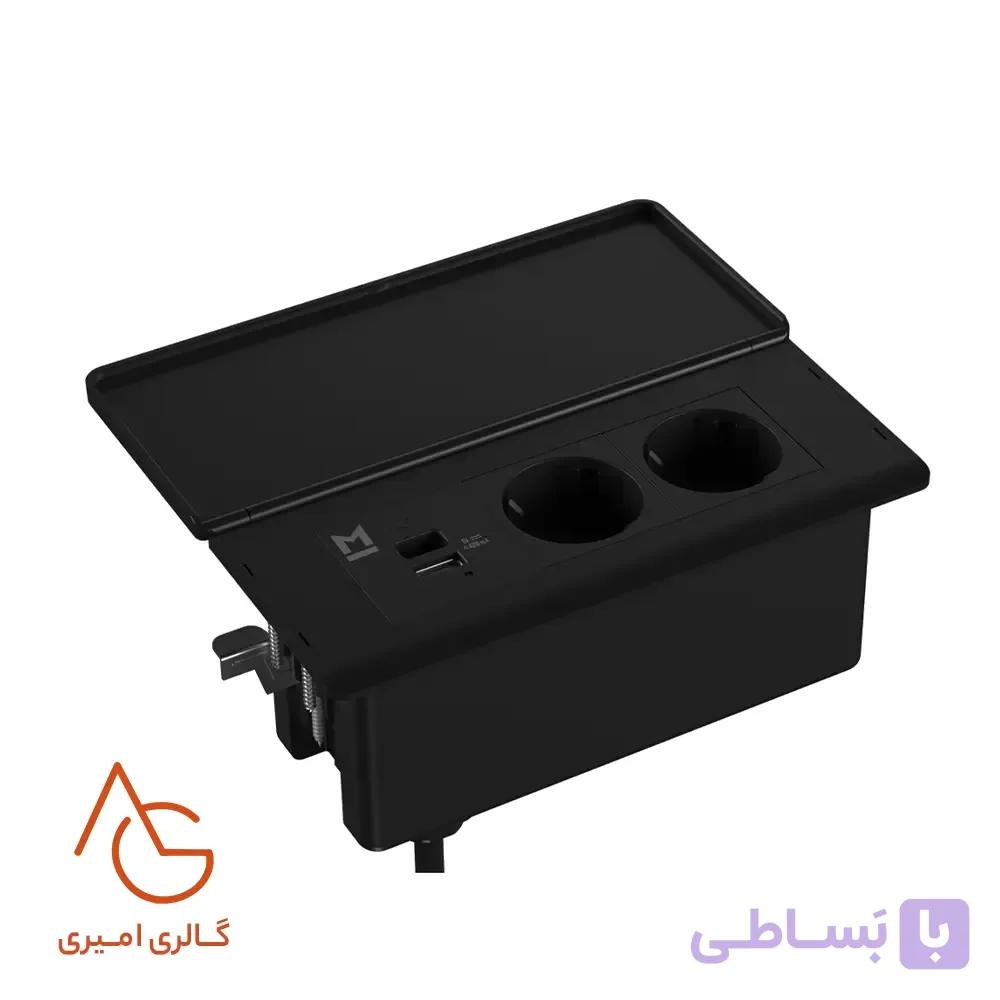 پریز TORINO توکار 2 سوکت برق (16A-2500W) یک سوکت C و A ملونی کد 10172 — تصویر 1