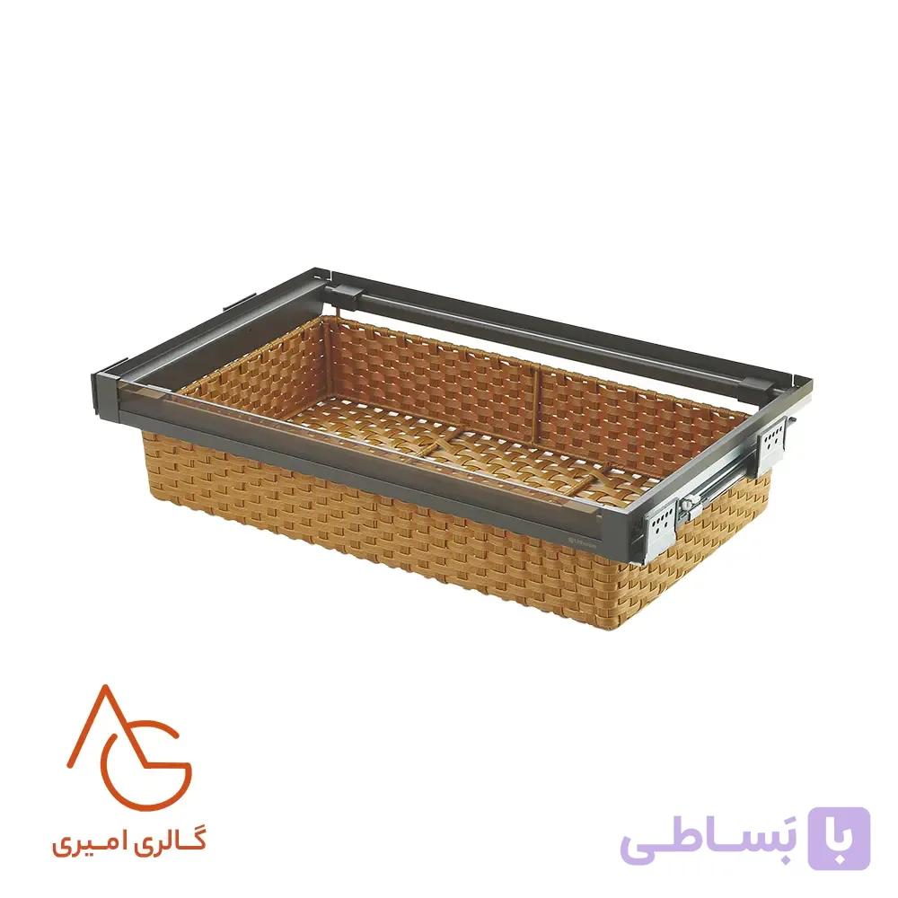 سبد حصیری ریلی داخل کمد با فرانت شیشه قابل رگلاژ آرام بند کد WS4141G — تصویر 1