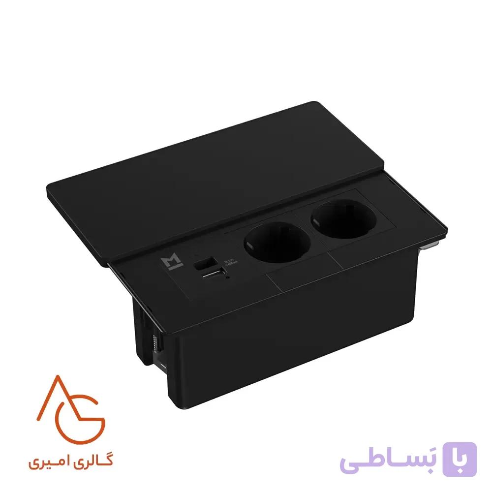 پریز TENZA توکار 2 سوکت برق (16A-2500W) یک سوکت C و A ملونی کد 10174 — تصویر 1
