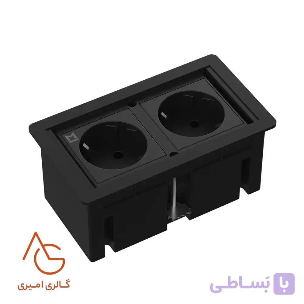 پریز PARMA توکار 2 سوکت برق (16A-2500W) رنگ Matte Black ملونی کد 10168 — تصویر 1