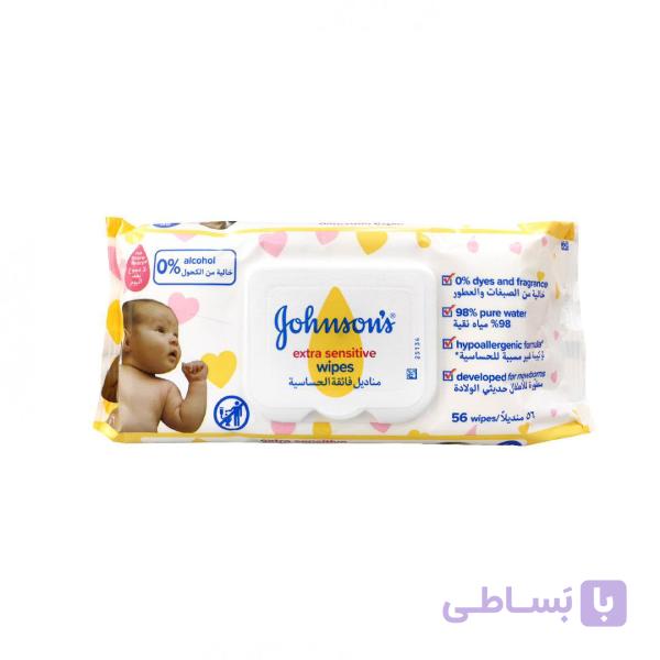 دستمال مرطوب جانسون ۵۶ عددی درب‌دار