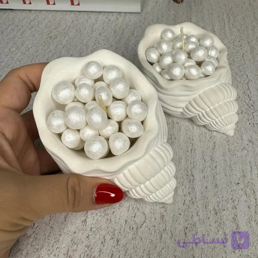 شمع شات حلزونی طرح صدف دریایی (مدل مرواریدی معطر) — تصویر 1