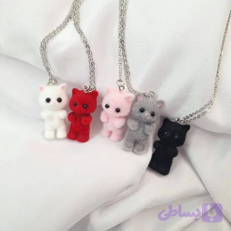 گردنبند دخترانه گربه مخملی همراه زنجیر رنگ ثابت اقساط 4 ماهه