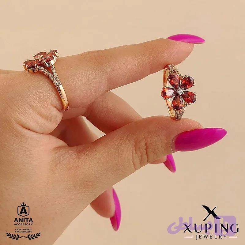 انگشتر طرح گل زرشکی ژوپینگ