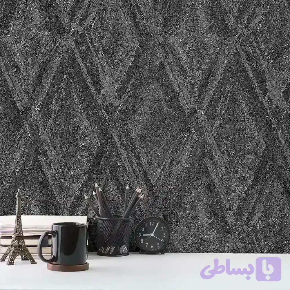 کاغذ دیواری اداری طرح پتینه / هندسی | مشکی/ زغالی کد 13048