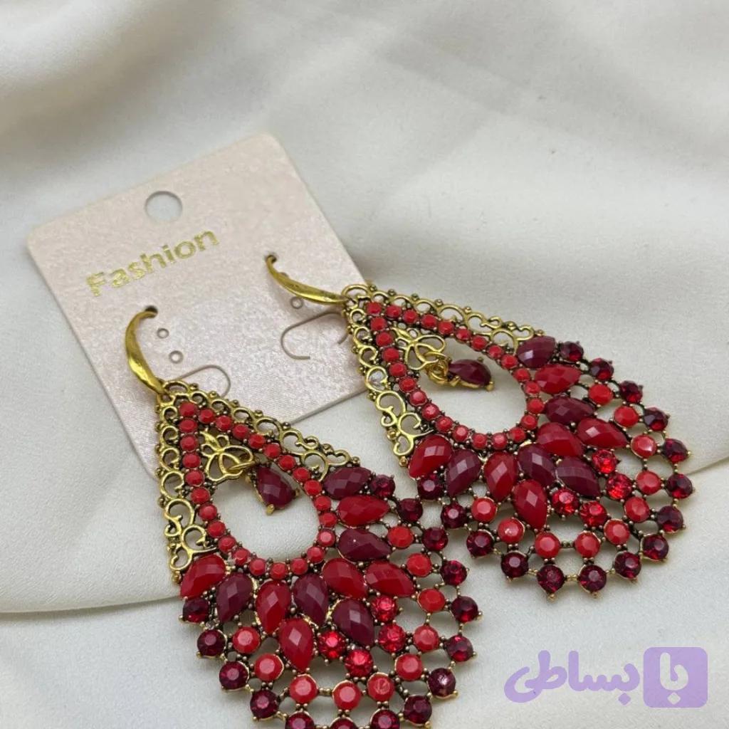 گوشواره طرح جواهر نگینی — تصویر 1