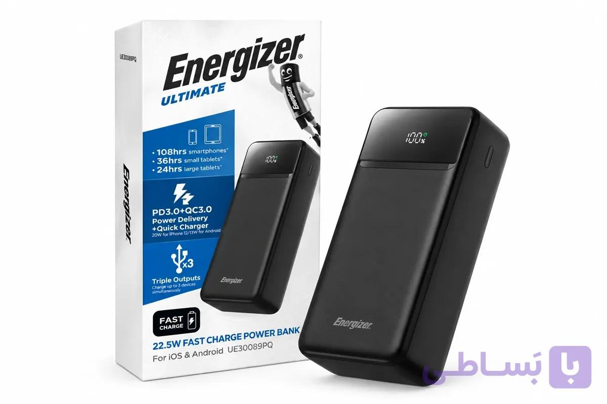 پاوربانک انرجایزر مدل UE30089PQ ظرفیت 30000 میلی‌ آمپر ساعت — تصویر 1