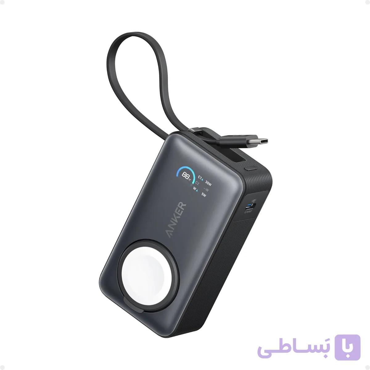 پاوربانک انکر مدل ANKER MagGo ظرفیت 10000mAh با شارژ سریع 30 وات و شارژر اپل واچ – جمع‌وجور و قدرتمند — تصویر 1