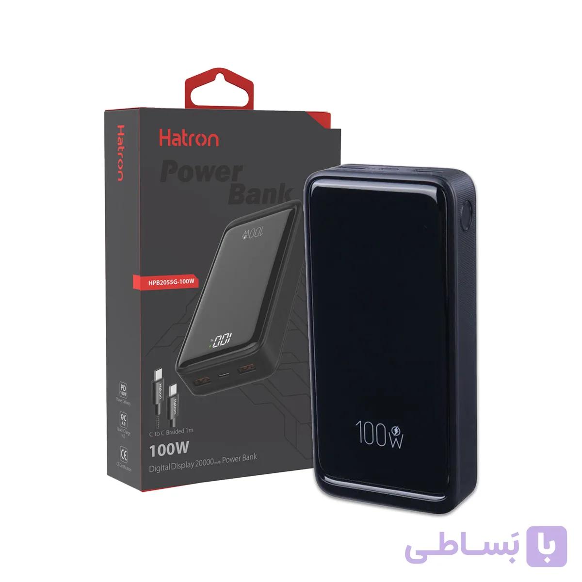 پاوربانک هترون مدل Hatron HPB2055G 100w با ظرفیت ۲۰۰۰۰mAh شارژ سریع مخصوص لپ‌تاپ — تصویر 1