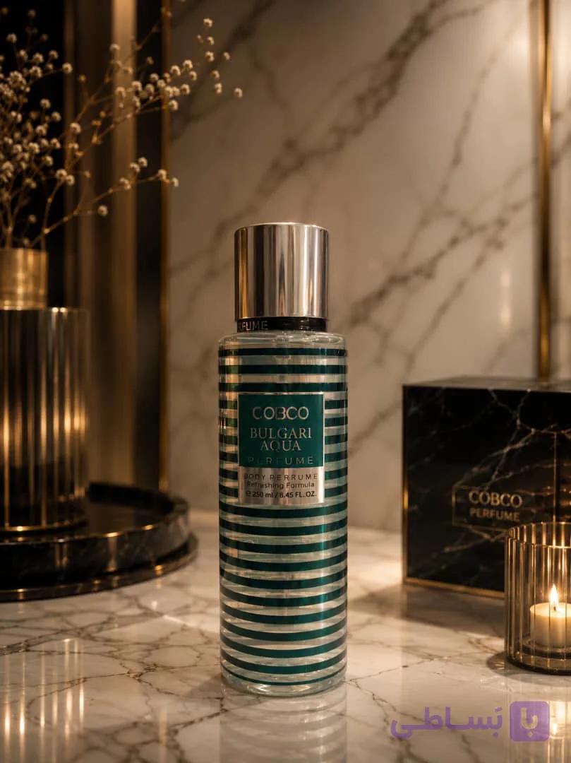 بادی اسپلش مدل BULGARI AQUA برند COBCO – حجم ۲۵۰ میلی‌لیتر | رایحه خنک، دریایی و اقیانوسی
