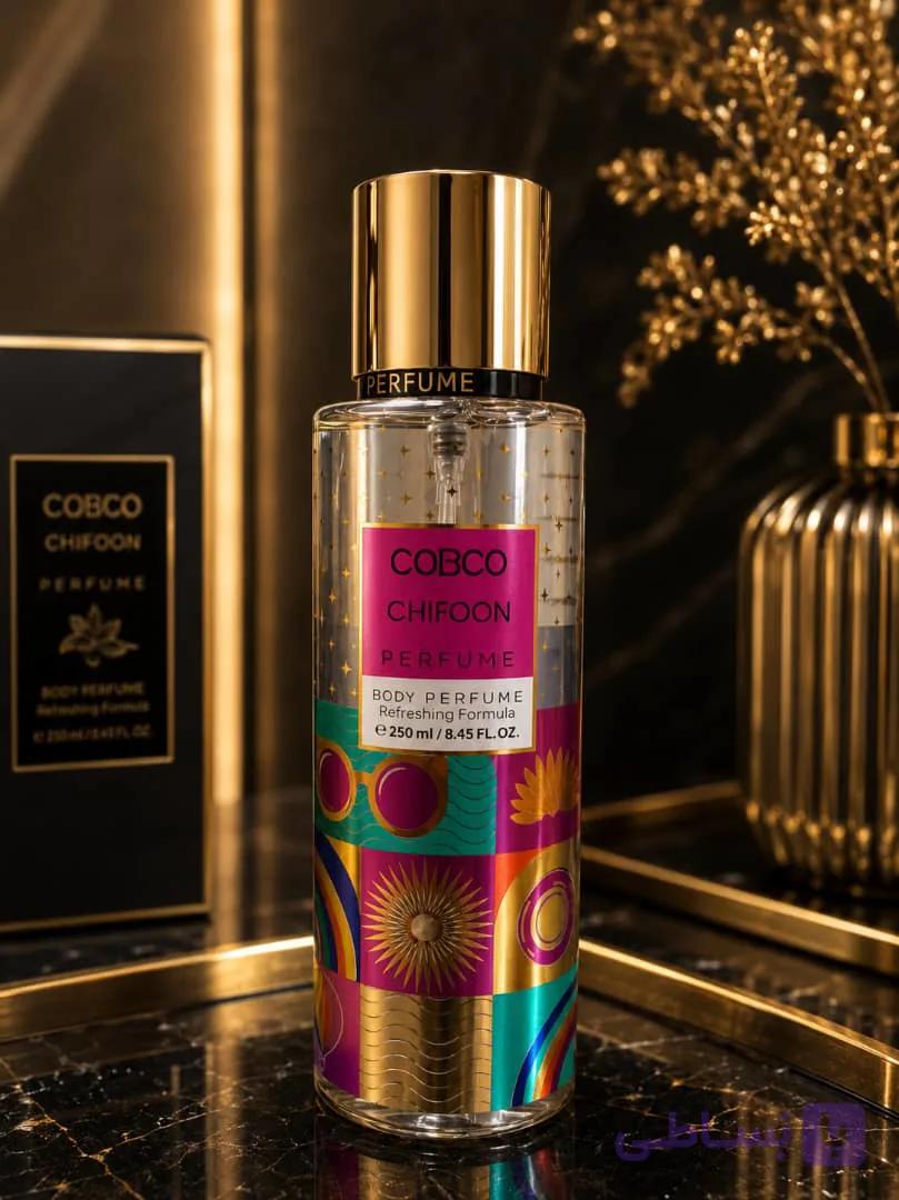 بادی اسپلش مدل CHIFOON برند COBCO – حجم ۲۵۰ میلی‌لیتر | رایحه ملایم، گلی و پودری