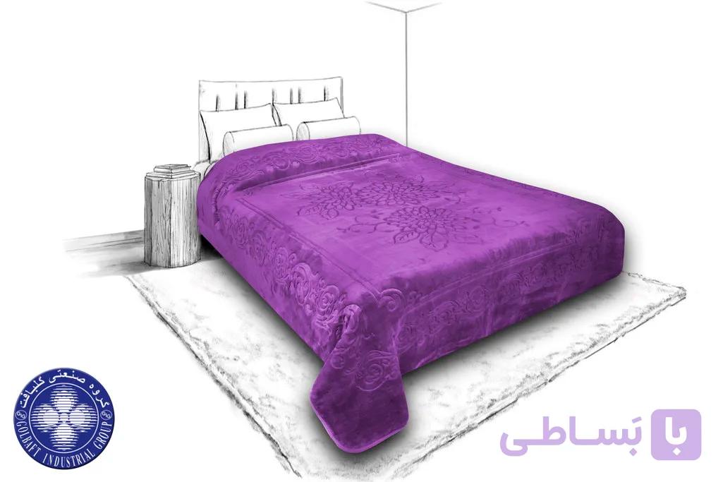 پتوی گلبافت بنفش دونفره — تصویر 1