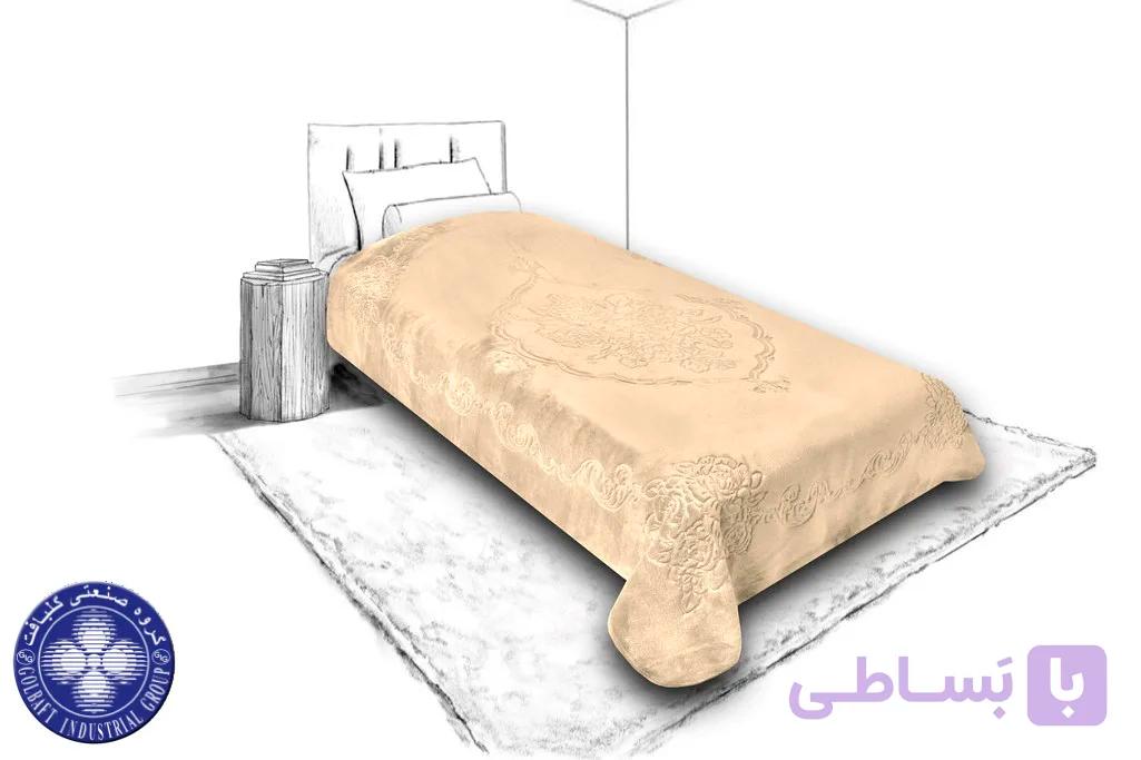 پتوی گلبافت لیمویی یکنفره — تصویر 1