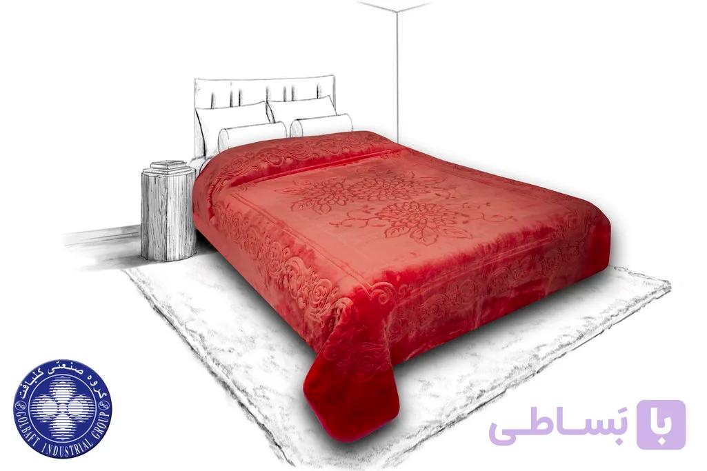 پتو دو نفره گلبافت قرمز زرشکی — تصویر 1