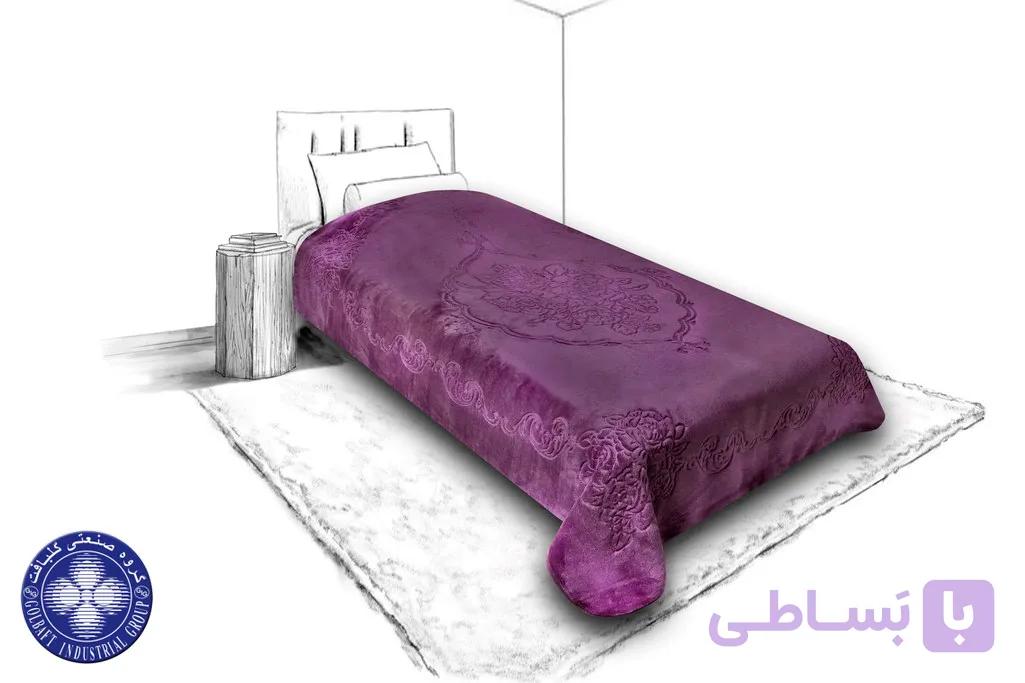 پتوی گلبافت بنفش یکنفره — تصویر 1