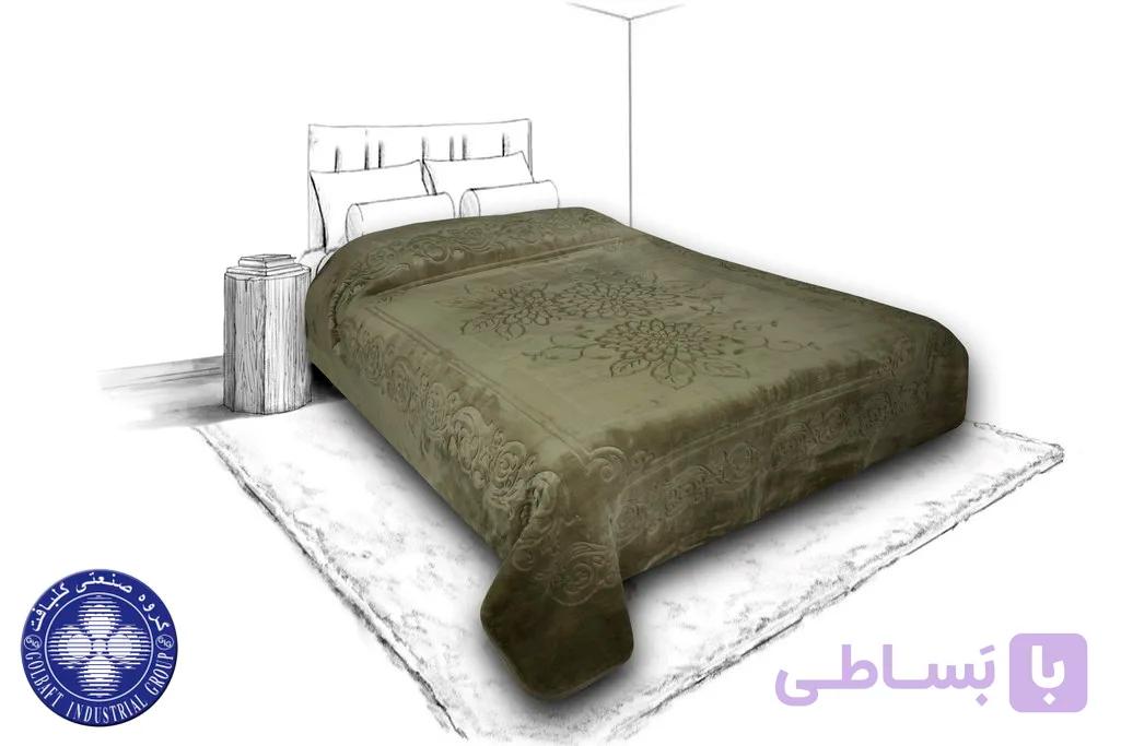 پتوی گلبافت زیتونی دونفره — تصویر 1