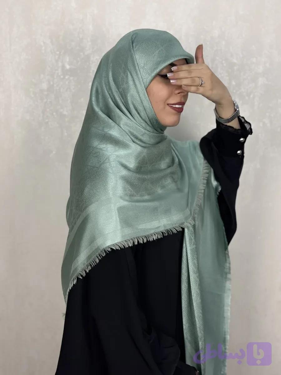 روسری ژاکارد لمه طرح دیورDior رنگ سبز پاستیلی