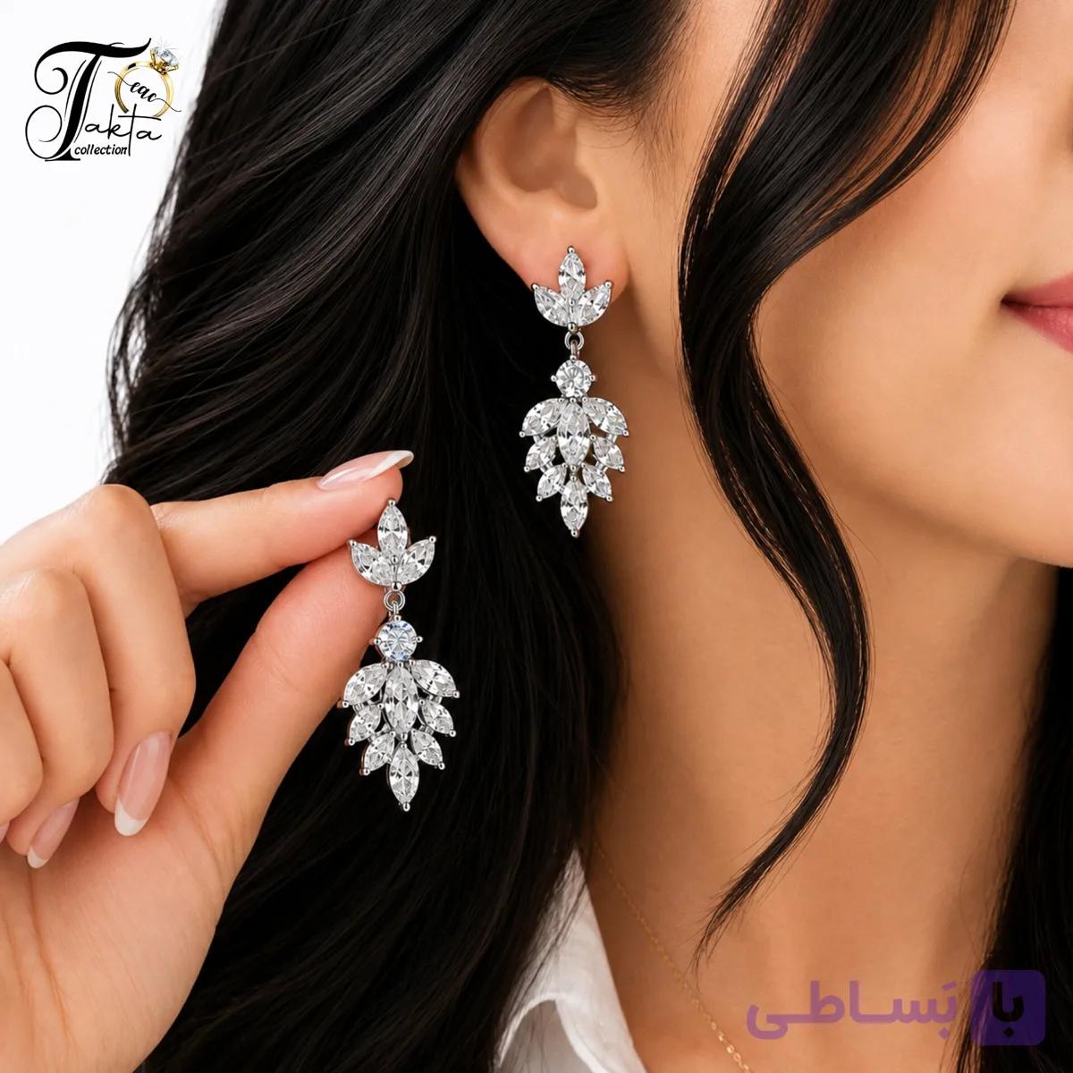 گوشواره زنانه مدل آریانا کریستالی | Takta Collection