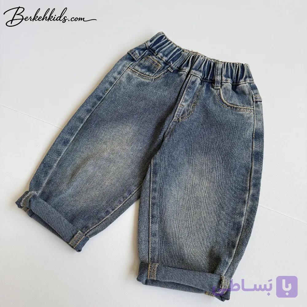 شلوار جین پسرانه بچگانه وارداتی مدل مام فیت اسپرت (۱ تا ۵ سال) کد bk409 — تصویر 1