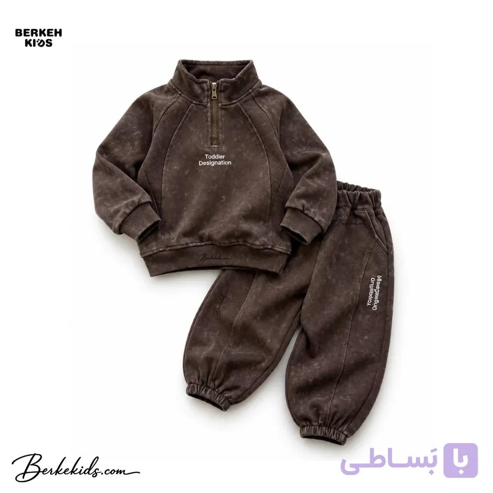 ست دورس نیم زیپ و شلوار بچه گانه اسپرت مدل سنگشور (۲ تا ۷ سال) کد bk369 — تصویر 1