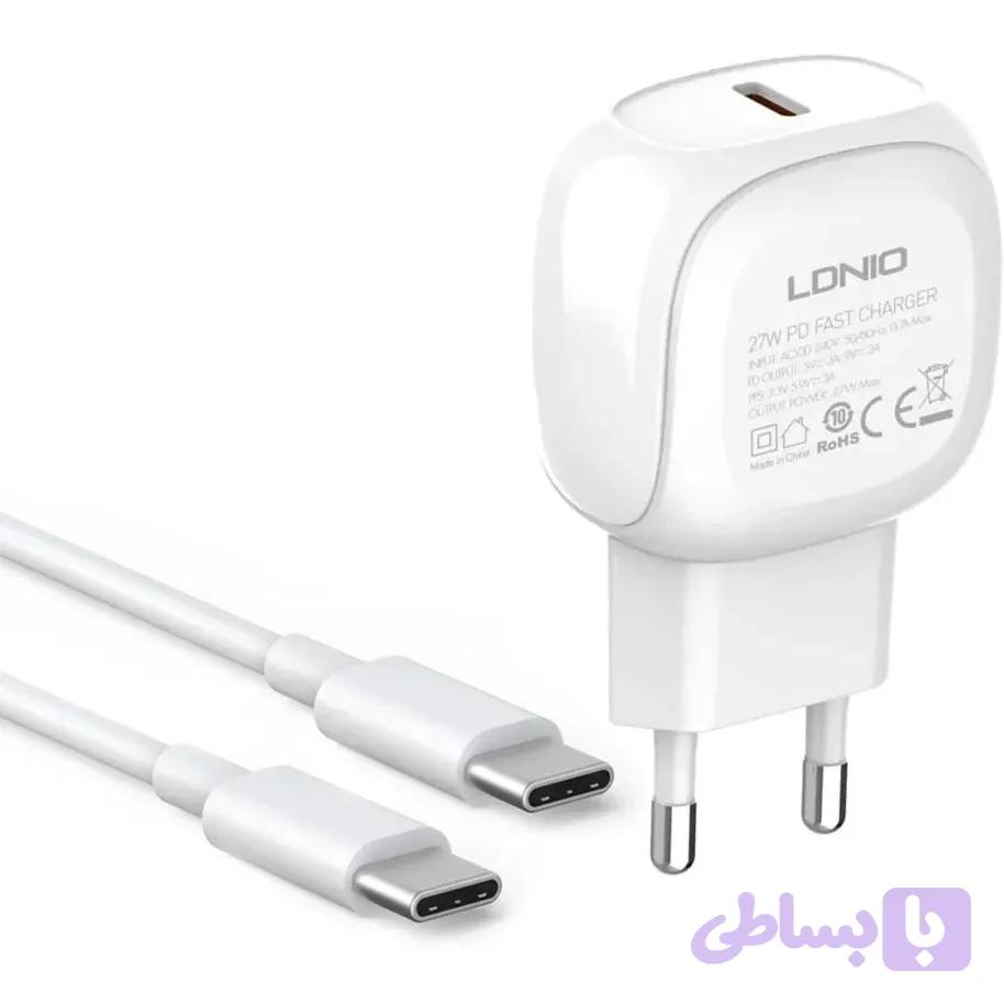 شارژر دیواری الدینیو مدل A1206C ظرفیت ۲۷ وات به همراه کابل Type-C — تصویر 1