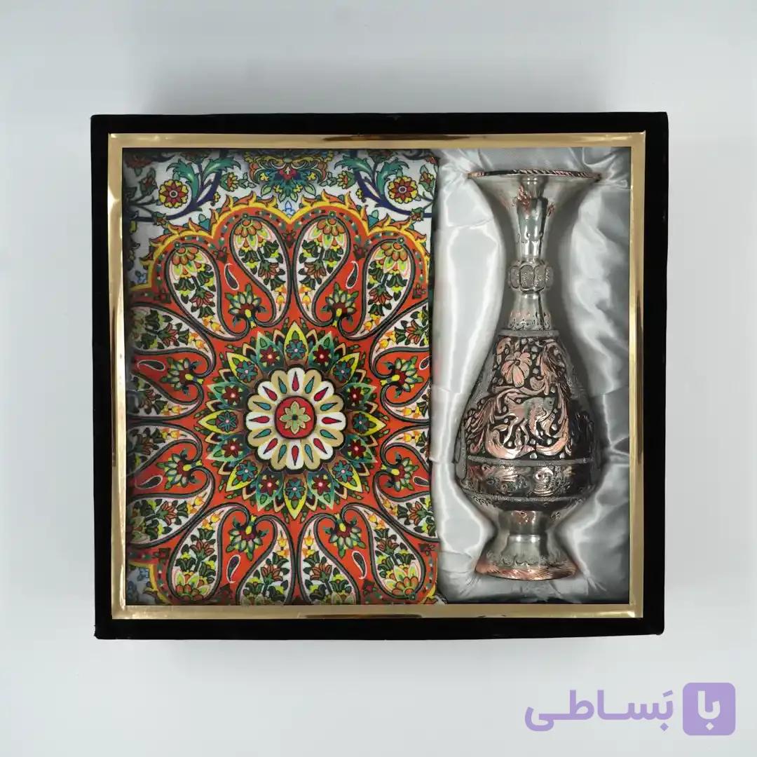 ست گلدان الماس تراش و پارچه ترمه