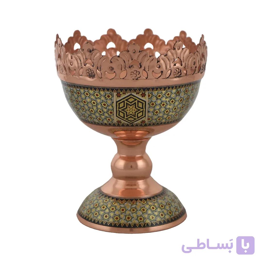 آجیل خوری مس و خاتم لبه مشبک