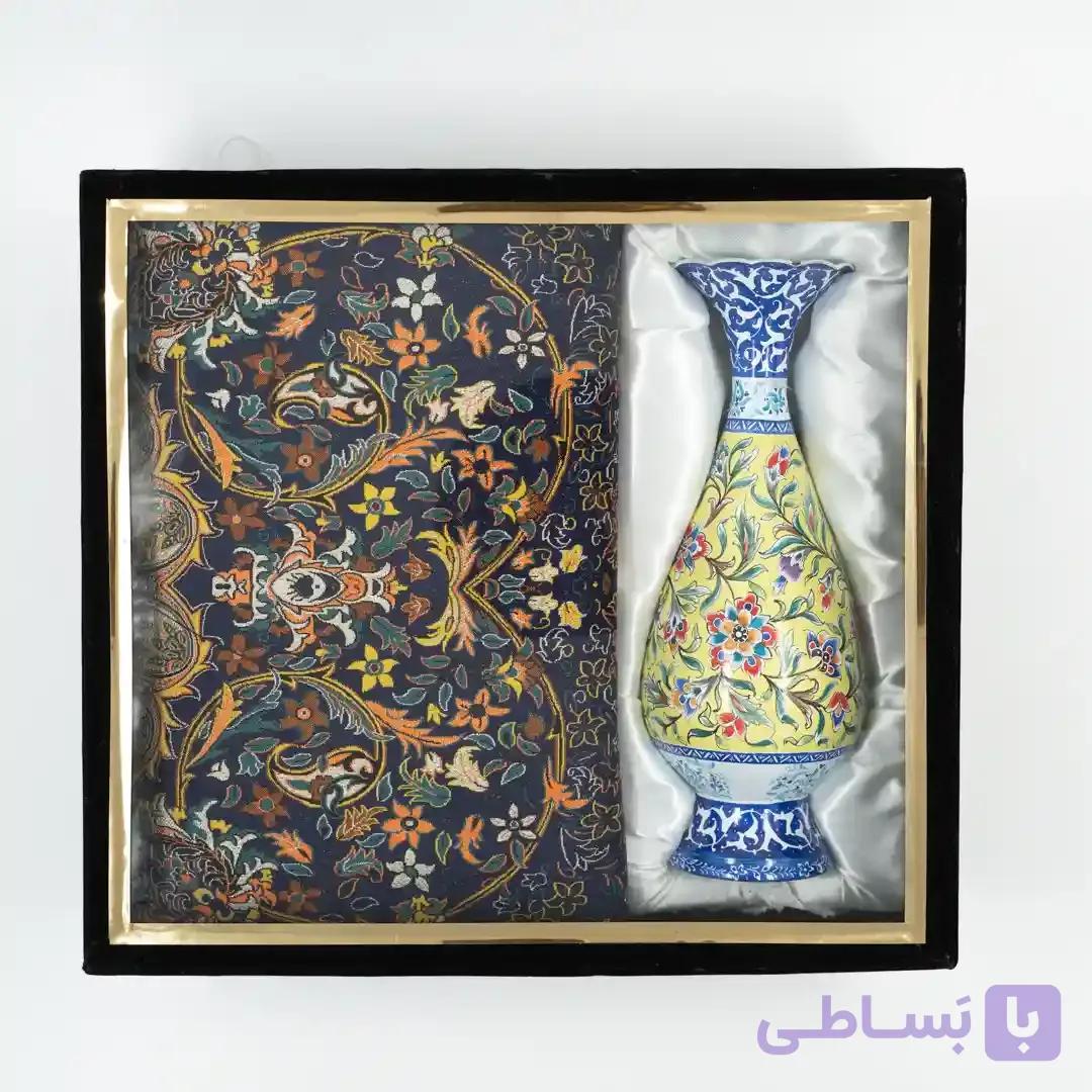 ست گلدان میناکاری و پارچه ترمه