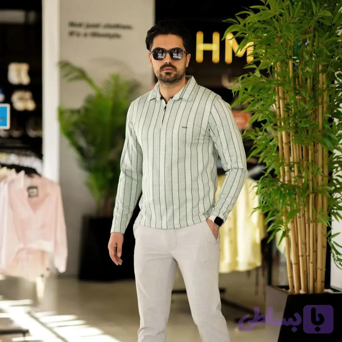 بلوز نیم زیپ راه راه — تصویر 1