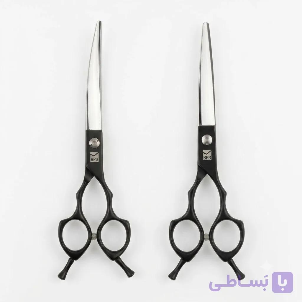 ست قیچی اقتصادی کات ۷ اینچ چپ دست برند باربد پت‌گستر (منحنی و صاف) کد 90 — تصویر 1