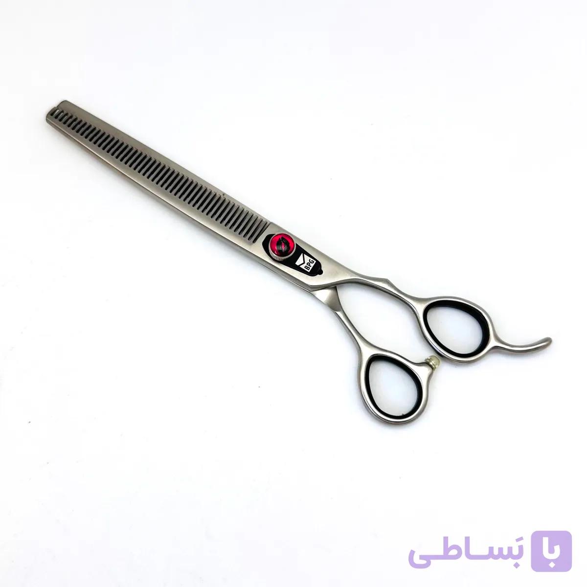 قیچی پیتاژ صاف 7/5 اینچ با 46 دندانه V شکل برند باربد پت گستر ساخت ژاپن کد 81 — تصویر 1