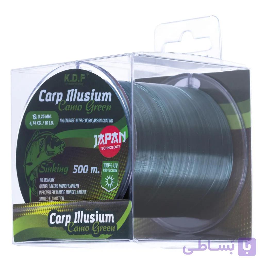نخ ماهیگیری کپوری کایدا Carp Illusium رنگ سبز استتاری، پوشش فلوروکربن، ۵۰۰ متری — تصویر 1