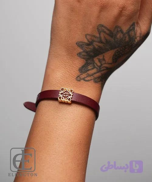 دستبند چرم LOEWE زرشکی کد 426