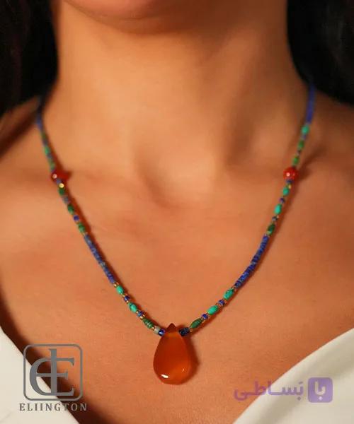 گردنبند سنگ عقیق مدل باستانی کد 3149