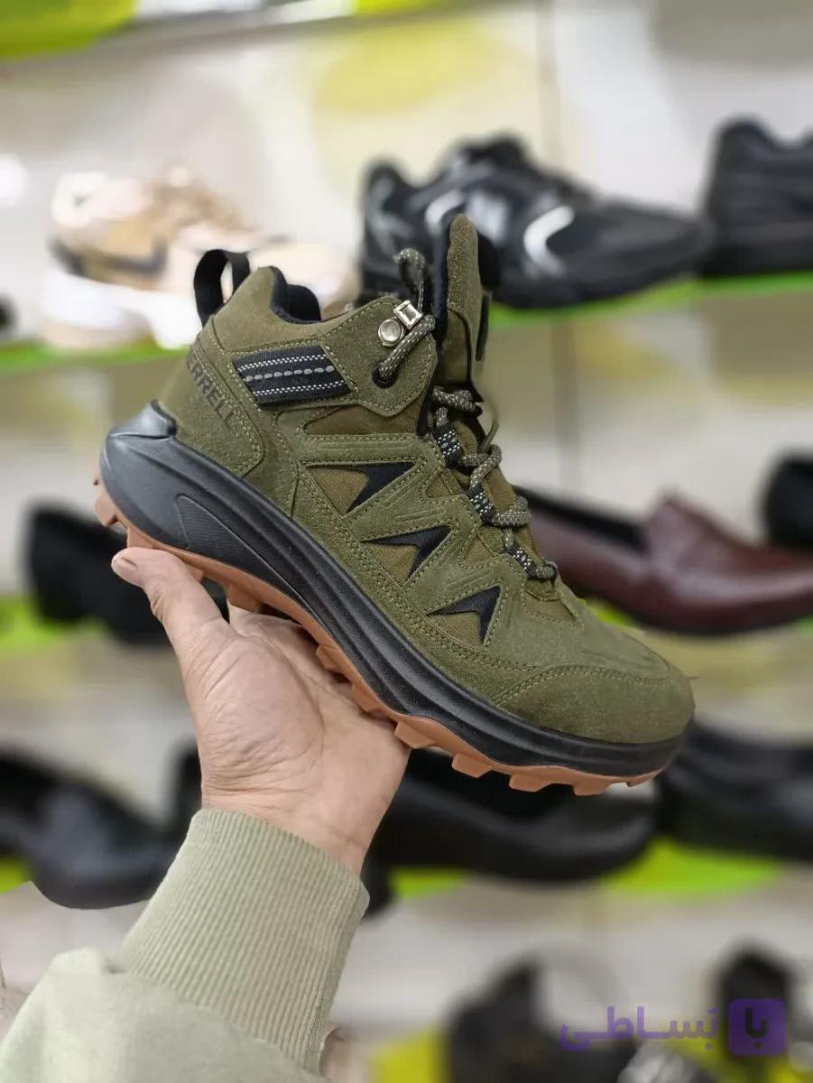 کفش Merrell GTX (مشکی و زیتونی)با گارد لثه‌ای جلو و عملکرد حرفه‌ای در کوهستان کد 2258